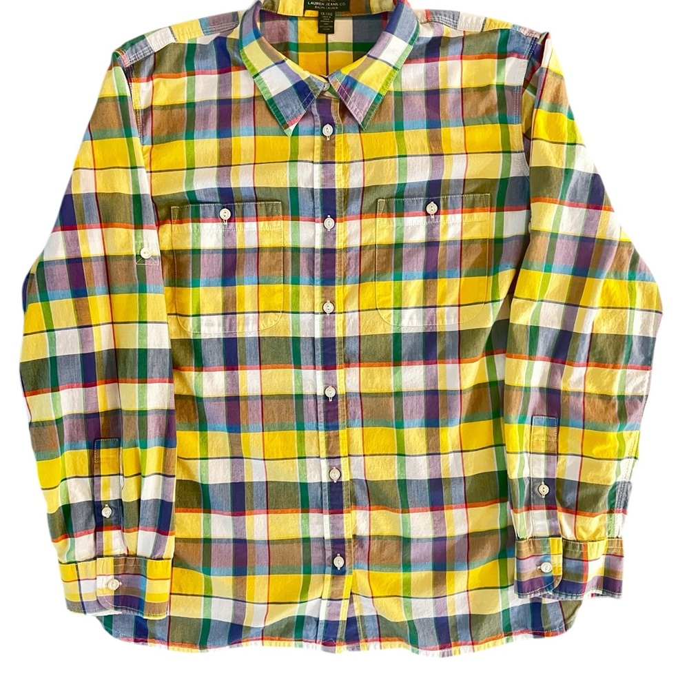 Ralph Lauren Yellow and Green Casual Button Down Shirt